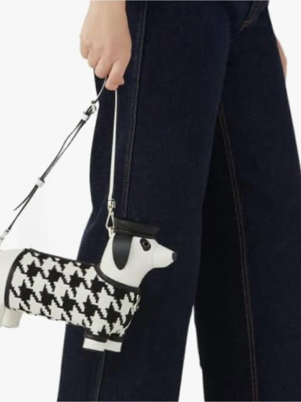 Kate Spade Stylish Black & White Dog-Shaped Crossbody Bag